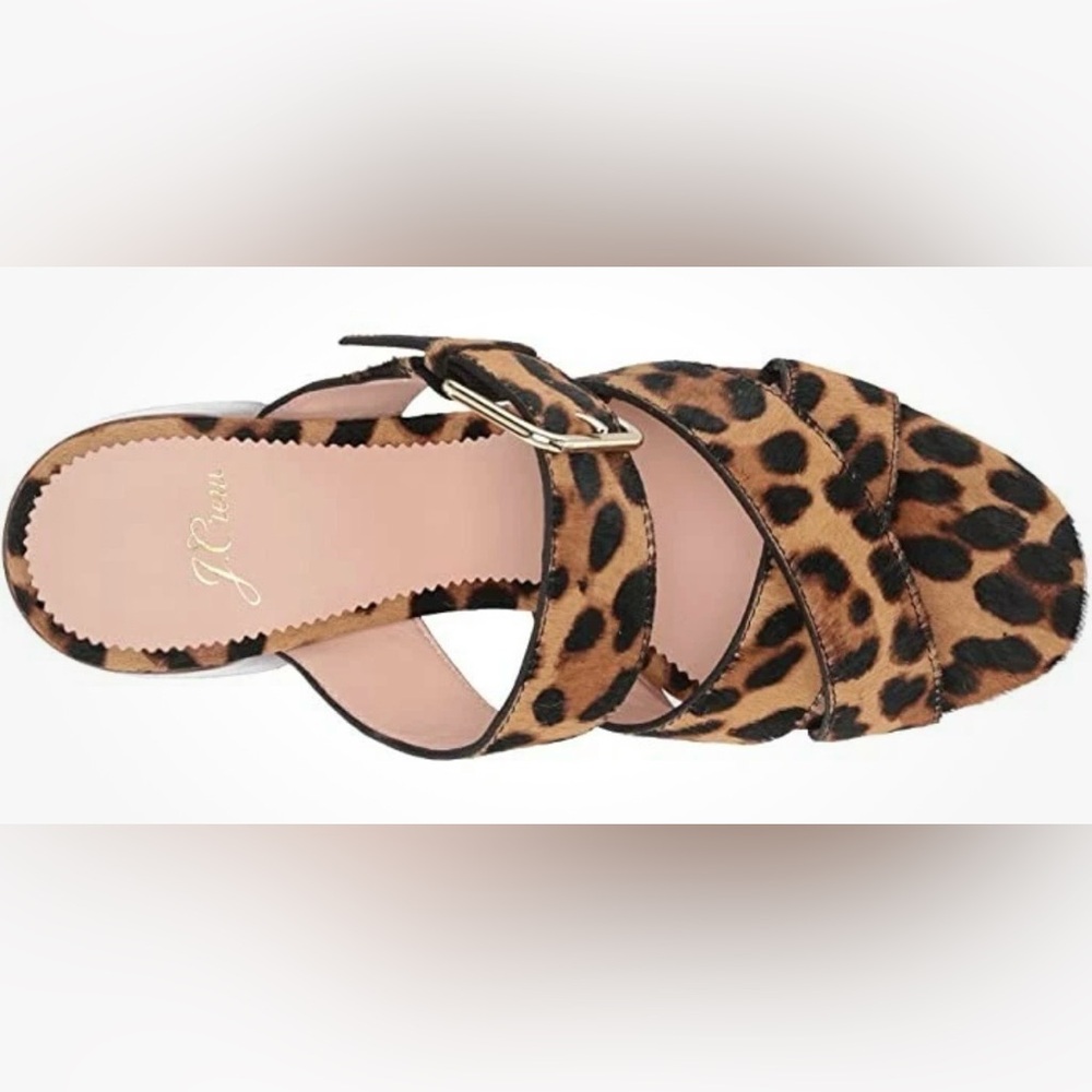 J. Crew Penny Slide Sandals in Leopard Calf Hair - Picture 5 of 13